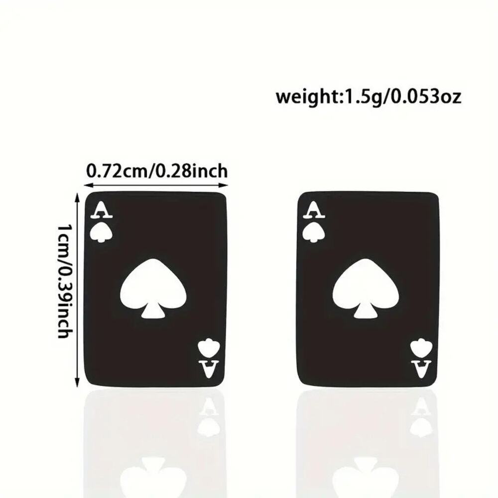 Gold Stainless Steel Ace of Spades Stud Earrings – Mini Playing Card Design